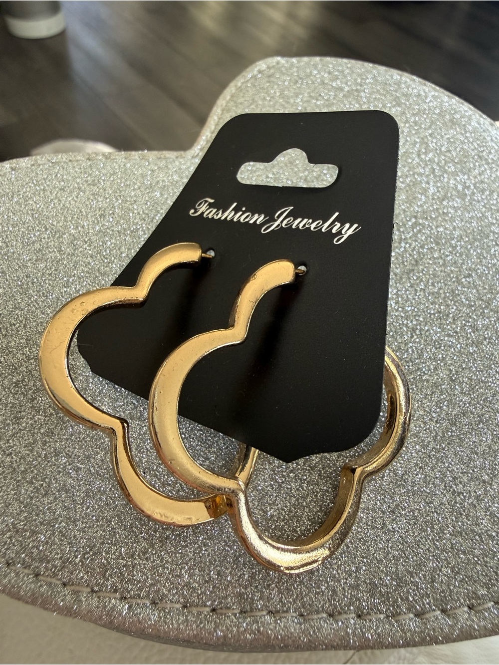 Fashion Jewelry Gold clover Hoop Earrings